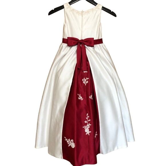 Formal Christmas Party Dress Gown White Red Girls Size 10 - Picture 2 of 6